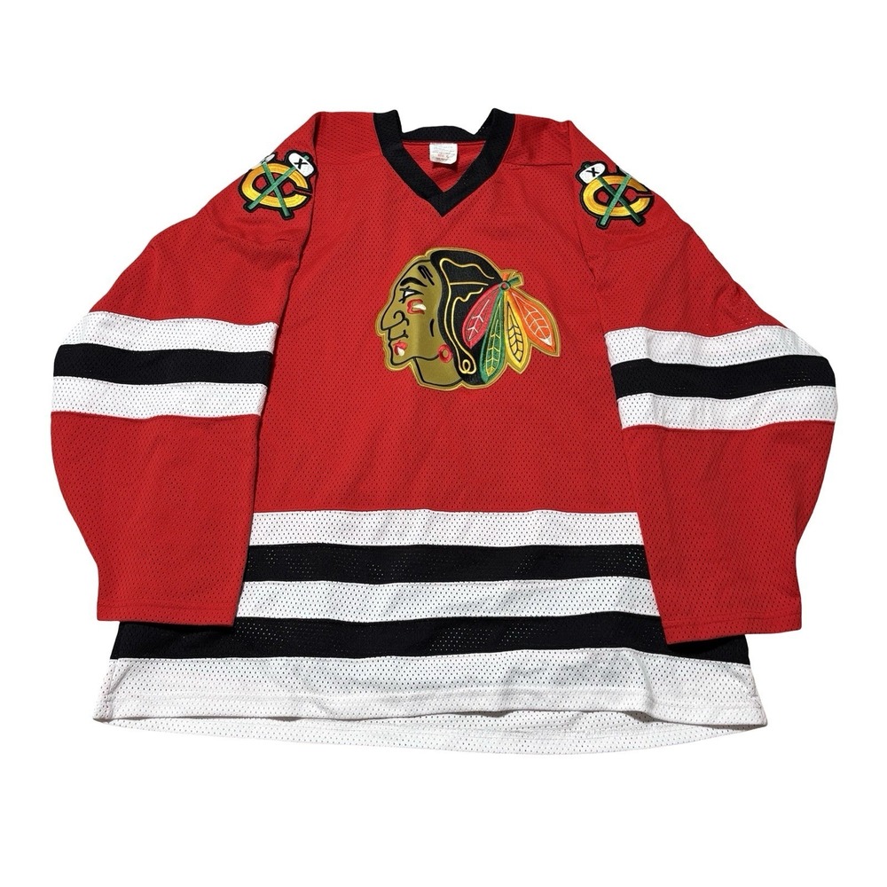 Vintage CCM Chicago Blackhawks Jersey XL Sewn Patches Canada Made Sz XL 26 x 33
